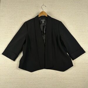 Black Label by Evan Picone Black Open Blazer Size 16 3/4 Sleeve Women's Suit